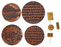 Vegyes 4db-os KISZ plakett tétel, benne "KISZ Védnökség / Húsprogram KISZ Védnökségében végzett...