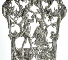 Ezüst (Ag) tortalapát, gazdag, barokk figurális díszítéssel, jelzett, nettó: 67,9 g, h: 21,5 cm