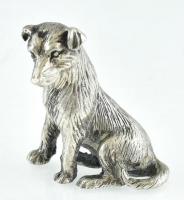 Ezüst (Ag) kutya figura, jelzett, nettó: 29,3 g, m: 3,5 cm