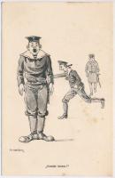 Gewehr heraus! K.u.K. Kriegsmarine Matrose / WWI Austro-Hungarian Navy mariner humour art postcard. C. Fano, Pola 1910-11. 1624. s: Ed. Dworak