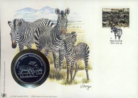 1986. "30 éves a WWF-Zebra" ffém emlékérem érmés borítékon namíbiai bélyeggel + bélyegzővel T:PP