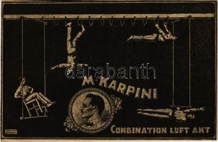 M. Karpini Combination Luft Akt / Légakrobata cirkuszi reklám / Aerial circus acrobat s: Urtz Ottó (non PC) (füzetből / from booklet)