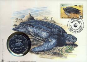 1986. "30 éves a WWF-Kérgesteknős" ffém emlékérem érmés borítékon anguilla-i bélyeggel + bélyegzővel T:PP