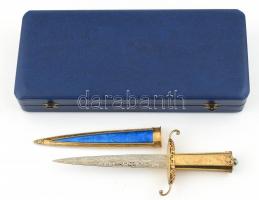 Ezüst (Ag) 1986 Aranyozott ezüst miniszteri dísztőr kovácsolt acél kétélű pengével, tenyésztett gyön...