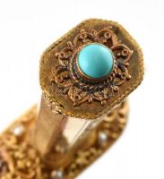 Ezüst (Ag) 1986 Aranyozott ezüst miniszteri dísztőr kovácsolt acél kétélű pengével, tenyésztett gyön...