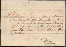 1825 Portós levél / Unpaid cover, piros / red NEUTRA - Buda