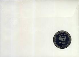 1986. "30 éves a WWF-Mandarinréce" ffém emlékérem érmés borítékon észak-koreai bélyeggel +...