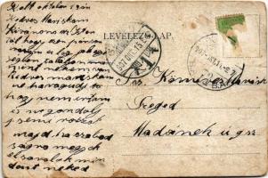 1907 Budapest VIII. Üdvözlet I. Ferenc József lovassági laktanya, V-ik sz. gyalogrukkolás, katonák (...