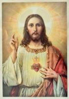 Jézus, színes nyomat, kartonra ragasztva, 19×13 cm