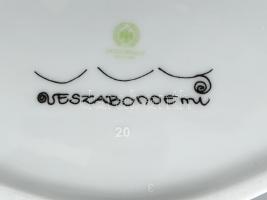 Hollóházi nagyméretű porcelán váza, Vészabó Noémi által tervezett, vörös-fekete-arany mintával. Kézz...