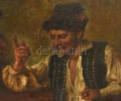 Baditz Ottó (1849-1936): Mulatozók. Olaj, vászon. Jelzett. Restaurált. Keret nélkül. 115x82 cm. Háto...