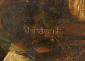 Baditz Ottó (1849-1936): Mulatozók. Olaj, vászon. Jelzett. Restaurált. Keret nélkül. 115x82 cm. Háto...