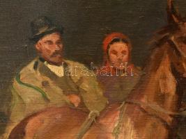 Viski János (1891-1987): Itatás. Olaj, vászon, jelzett. Fa keretben, apró sérülésekkel. 75x100 cm / ...