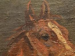 Viski János (1891-1987): Itatás. Olaj, vászon, jelzett. Fa keretben, apró sérülésekkel. 75x100 cm / ...