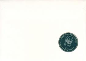 1986. "30 éves a WWF-Vadmacska" ffém emlékérem érmés borítékon szlovák bélyeggel + bélyegz...