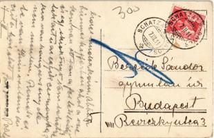 1911 Tailing Party / Winter sport, horse sled towing the sleighers / Téli sport, szánkózok lovasszán...