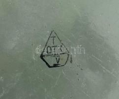 Retró szovjet fali dísztányér, zománcozott fém, Zlatouszt 1974 jelzéssel, kissé kopottas, d: 18 cm