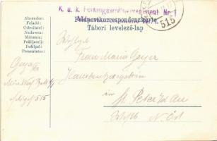 1917 Isonzo-Armee 1915 feliratú jelvény ezüst képe tábori levelezőlapon / WWI Austro-Hungarian K.u.K...