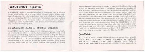 1949 Azulenol injekció, az allergiás betegségek új gyógyszere. Előállítja és forgalomba hozza Palik ...