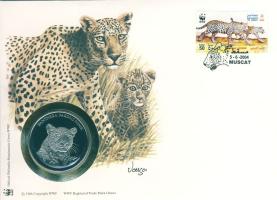 1986. "30 éves a WWF-Leopárd" ffém emlékérem érmés borítékon ománi bélyeggel + bélyegzővel T:PP