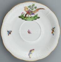 Herendi fácán mintás teás készlet. Jelzett. Kopott. Rózsákon apró csorba