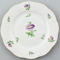 5 db herendi virágmintás süteményes tányér, jelzett, kopott. d: 16 cm