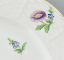5 db herendi virágmintás süteményes tányér, jelzett, kopott. d: 16 cm