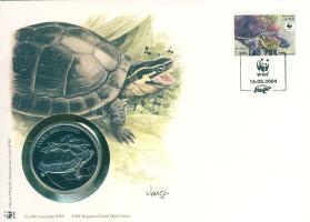 1986. "30 éves a WWF-Amboni szelenceteknős" ffém emlékérem érmés borítékon laoszi bélyeggel + bélyegzővel T:PP
