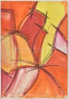 Jelzés nélkül: Sárga-vörös-narancs kompozíció. Akvarell, kréta, papír, 47,5×33 cm