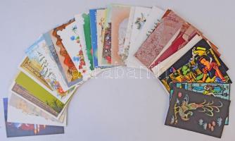 55 db MODERN motívum képeslap: üdvözlőkártyák és folklór / 55 modern motive postcards: greeting cards and folklore