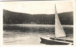 1943 Tusnádfürdő, Baile Tusnad; Szent Anna tó / lake, boat (fl)