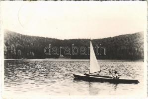 1941 Tusnádfürdő, Baile Tusnad; Szent Anna tó / lake, boat (gyűrődés / crease)
