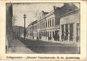1940 Szilágysomlyó, Simleu Silvaniei; Silvania takarékpénztár, M. kir. Járásbíróság, Schwarcz üzlete / savings bank, district court, shops (Rb)