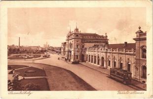 1929 Szombathely, vasútállomás, villamos (apró lyuk / tiny pinhole)