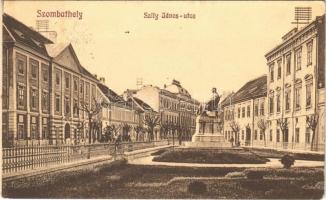 1917 Szombathely, Szily János utca és szobor. Dukesz Jenő kiadása (EK)