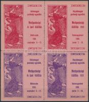 1908 Békésmegyei gazdasági egyesület Mezőgazdasági és ipari kiállítás levélzáró négyestömb / label block of 4