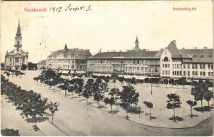 1912 Kecskemét, Szabadság tér, üzletek, drogéria. Fekete Soma kiadása (fl)