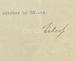 1917 Bp., Wekerle Sándor (1848-1921) pénzügyminiszter, miniszterelnök aláírása miniszteri irodafőtis...