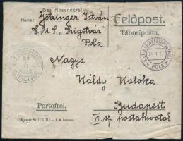 1917 Tábori posta levél / Field post cover S.M.S. SZIGETVÁR