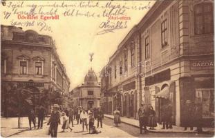 1908 Eger, Jókai utca, Gyógyszertár, Magyar Gazdák biztosító szövetkezete, üzletek (EK)