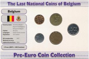 Belgium 1980-1998. 50c-50Fr (5xklf) forgalmi szett Az utolsó nemzeti érmék T:1--2- Belgium 1980-1998. 50 Centimes - 50 Francs (5xdiff) coin set The Last National Coins C:AU-VF