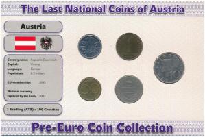 Ausztria 1969-1992. 10gr-10Sch (5xklf) forgalmi szett Az utolsó nemzeti érmék T:2,2- Ausztria 1969-1992. 10 Groschen - 10 Schilling (5xdiff) coin set The Last National Coins C:XF,VF