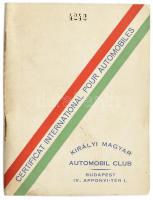 1941 KMAC nemzetközi autóvezetői engedély