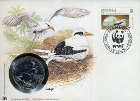 Ascension 1998. 50p "Hosszúfarkú madarak" érmés borítékon bermudai bélyeggel + bélyegzővel T:BU