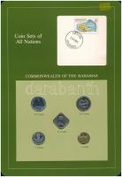 Bahamák 1969-1984. 1c-25c (5xklf), Coin Sets of All Nations forgalmi szett felbélyegzett kartonlapon T:1,1- Bahamas 1969-1984. 1 Cent - 25 Cents (5xdiff) Coin Sets of All Nations coin set on cardboard with stamp C:UNC,AU