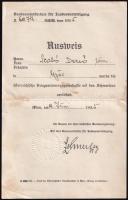 1935 Osztrák kitüntetés viselésére jogosító igazolvány magyar részére