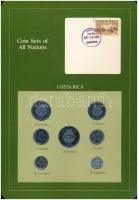 Costa Rica 1983-1984. 25c-20C (7xklf), Coin Sets of All Nations forgalmi szett felbélyegzett kartonlapon T:1-2 Costa Rica 1983-1984. 25 Centimos - 20 Colones (7xdiff) Coin Sets of All Nations coin set on cardboard with stamp C:UNC-XF