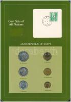 Egyiptom 1970-1980. 5m-20P (6xklf), Coin Sets of All Nations forgalmi szett felbélyegzett kartonlapon T:1  Egypt 1970-1980. 5 Milliémes - 20 Piastres (6xdiff) Coin Sets of All Nations coin set on cardboard with stamp C:UNC