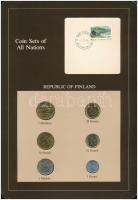 Finnország 1982-1984. 5p-5M (6xklf), Coin Sets of All Nations forgalmi szett felbélyegzett kartonlapon T:1  Finland 1982-1984. 5 Penniä - 5 Markkaa (6xdiff) Coin Sets of All Nations coin set on cardboard with stamp C:UNC