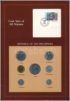 Fülöp-szigetek 1983-1985. 1s-2P (7xklf), Coin Sets of All Nations forgalmi szett felbélyegzett kartonlapon T:1-2 Philippines 1983-1985. 1 Sentimo - 2 Piso (7xdiff) Coin Sets of All Nations coin set on cardboard with stamp C:UNC-XF